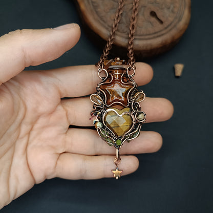 Tiger eye star vial necklace