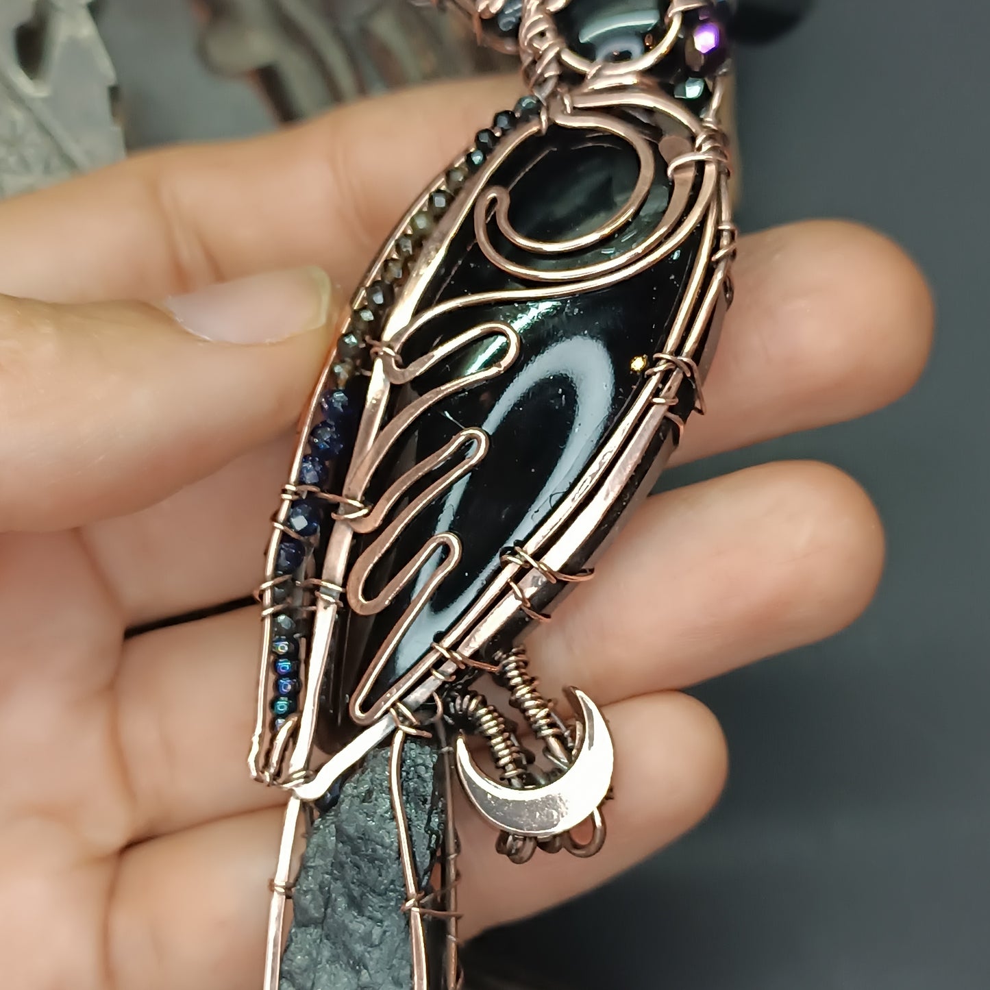 Midnight keeper. Raven necklace
