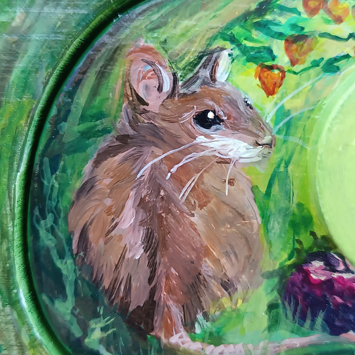 Garden mouse. Hand painted jewelry box.