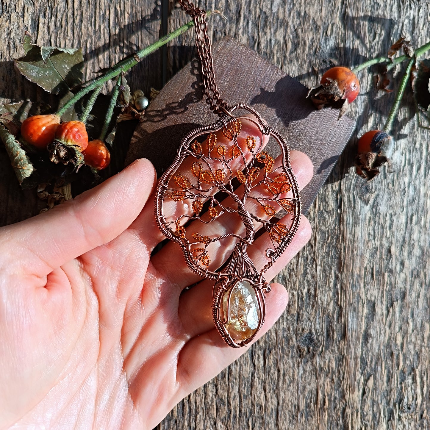 Citrine tree of life necklace