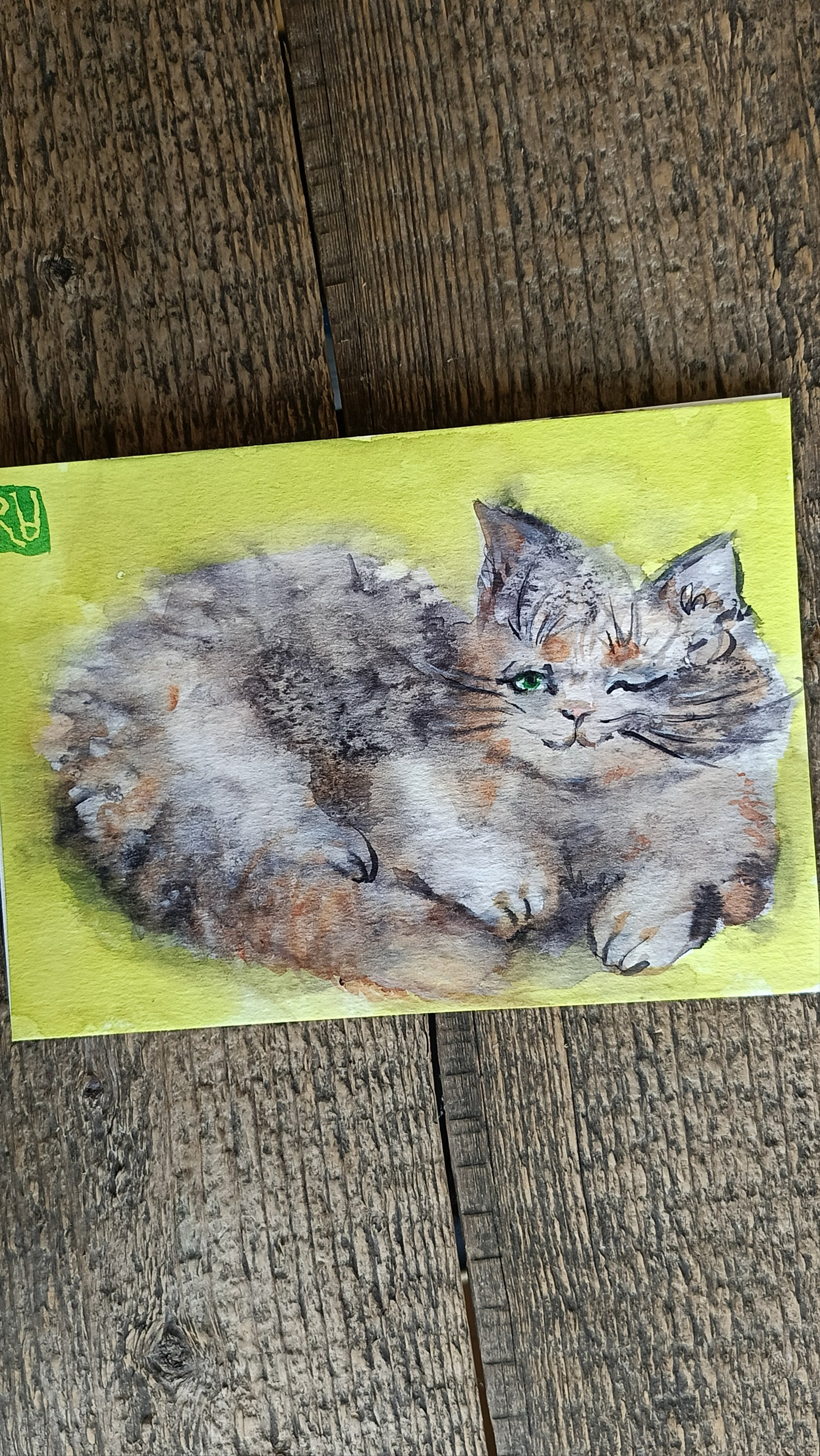 Watching you😉 Original watercolour on paper. Unframed