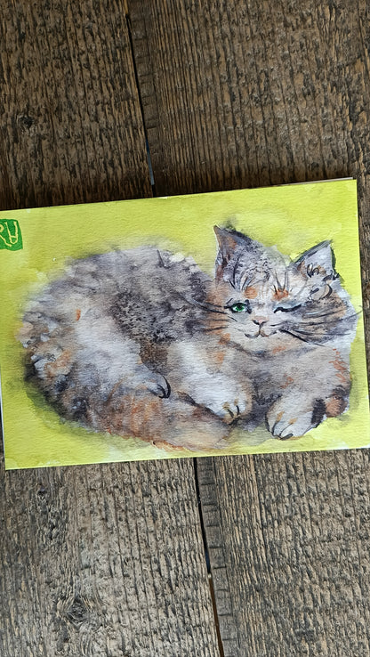 Watching you😉 Original watercolour on paper. Unframed