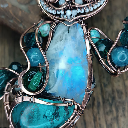 Blue cat at the tea party necklace🩵🐱☕