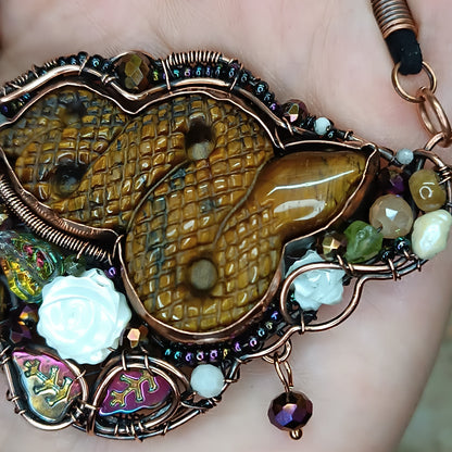 Golden tiger eye snake necklace