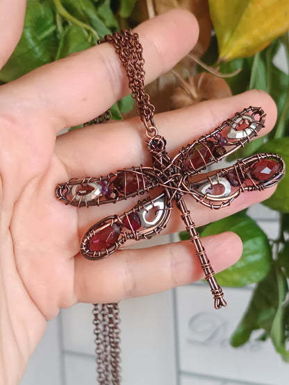 Iridescent dragonfly pendant