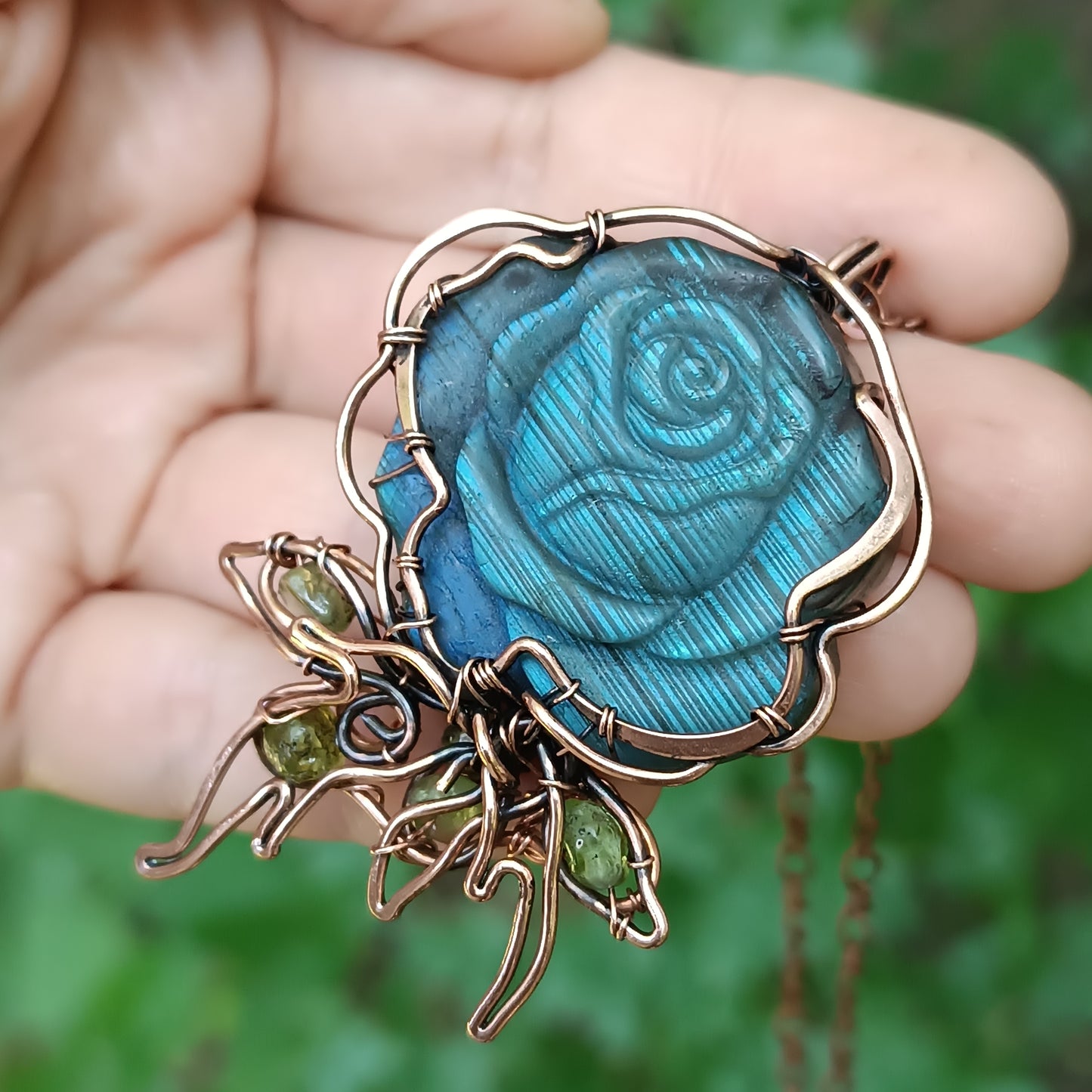 Blue rose pendant