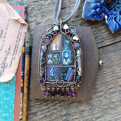 "Tiny magician". Wearable art necklace.