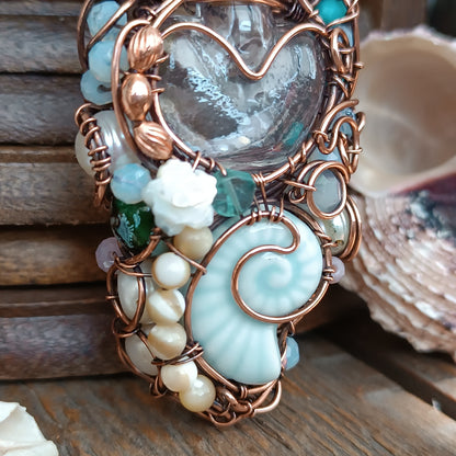 Heart of the ocean. Reversible vial necklace