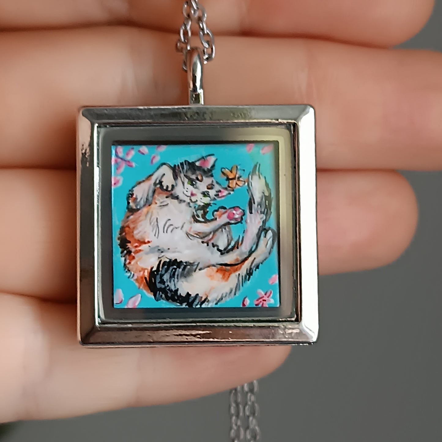 Sakura cats enjoying life🌸Hand painted pendant