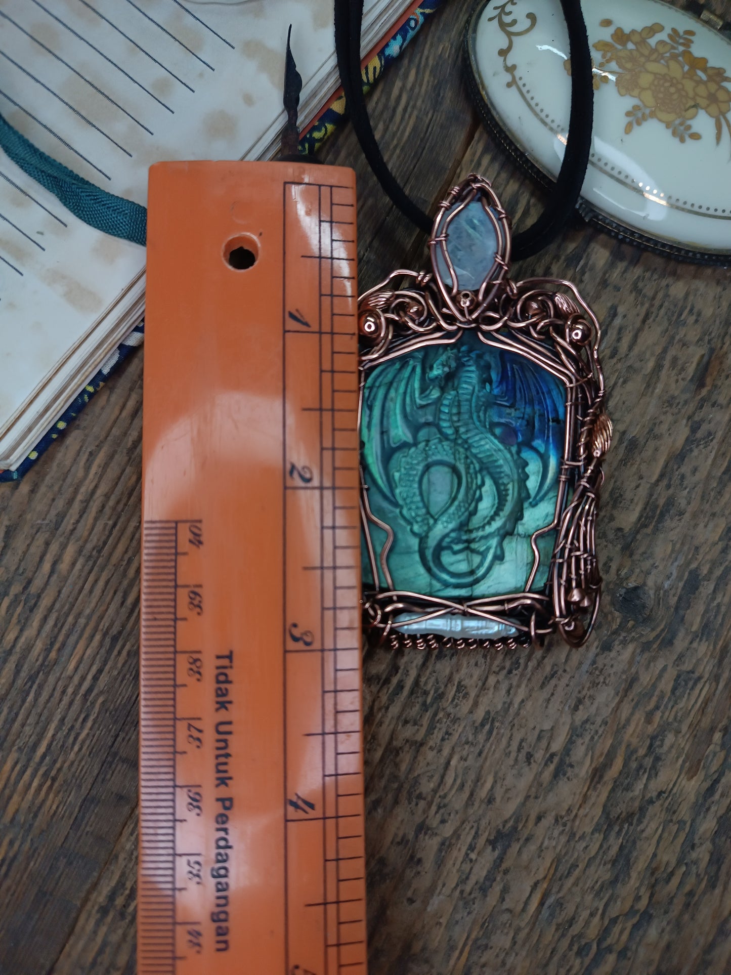 Blue dragon necklace