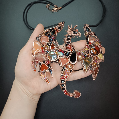 Fire dragon statement necklace