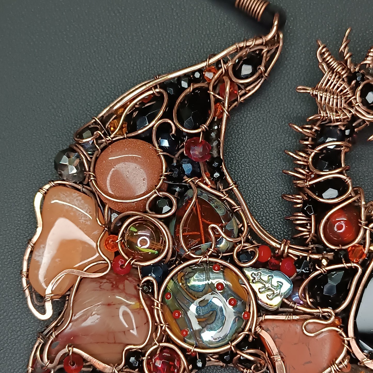 Fire dragon statement necklace