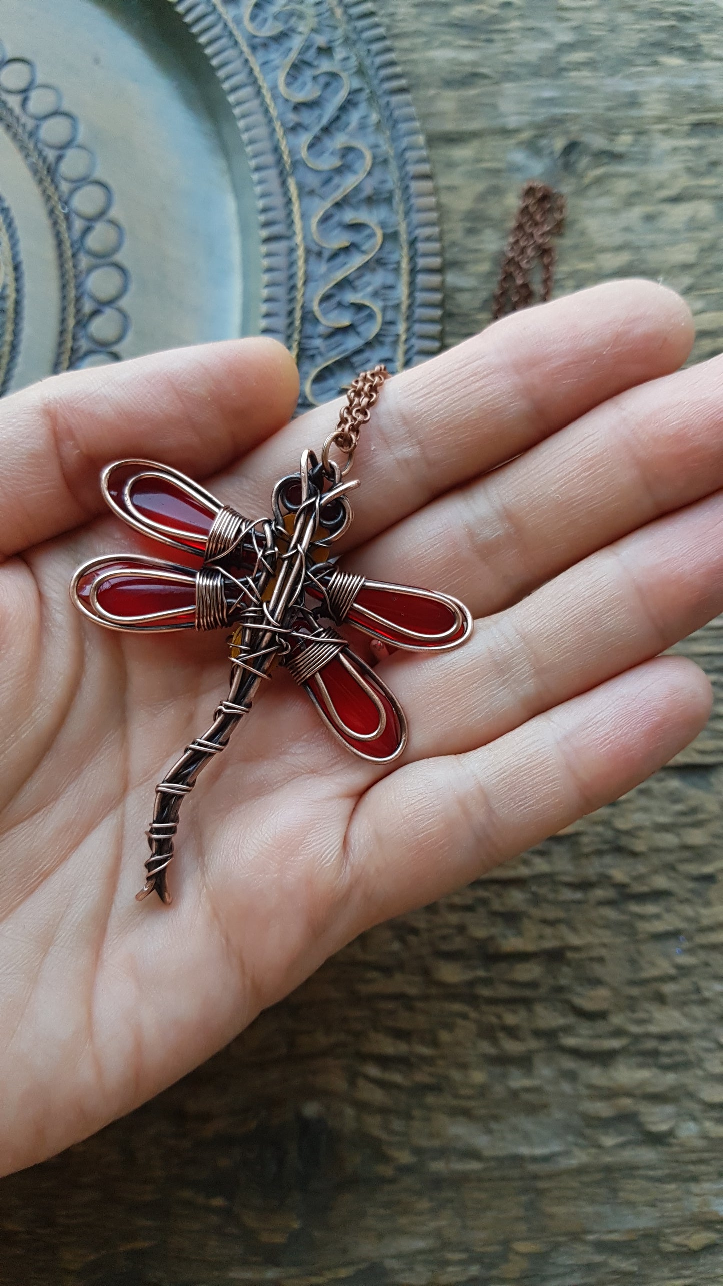 Red dragonfly charm