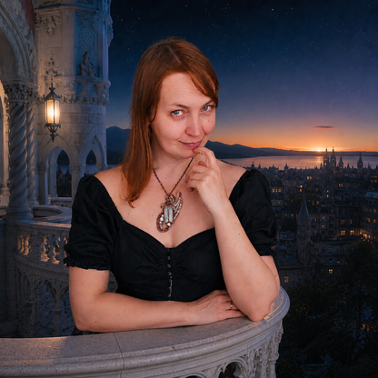 The ballad of the Pearl Dragon and the Moonstone Castle. Wire wrapped necklace