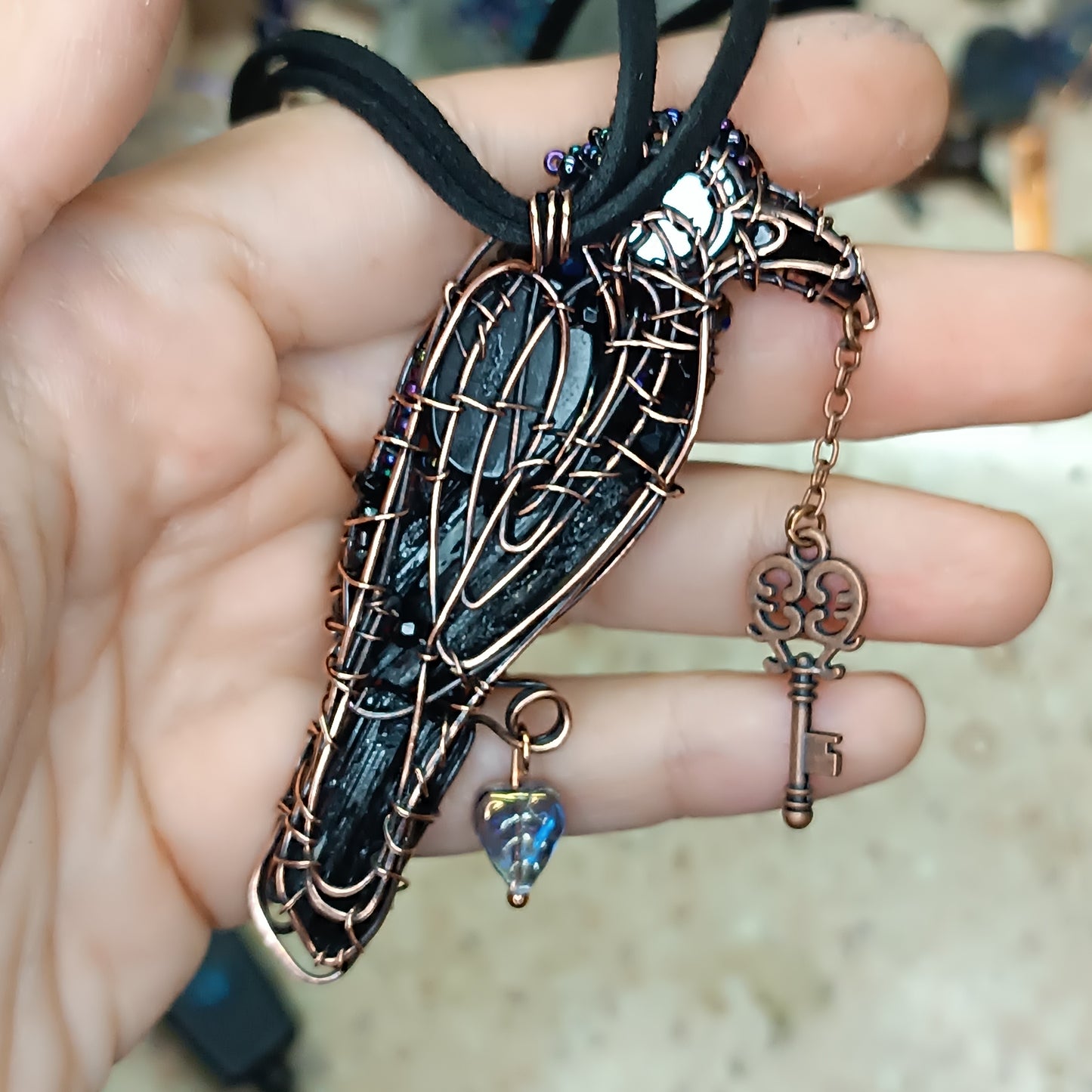 Raven necklace. Lenore.