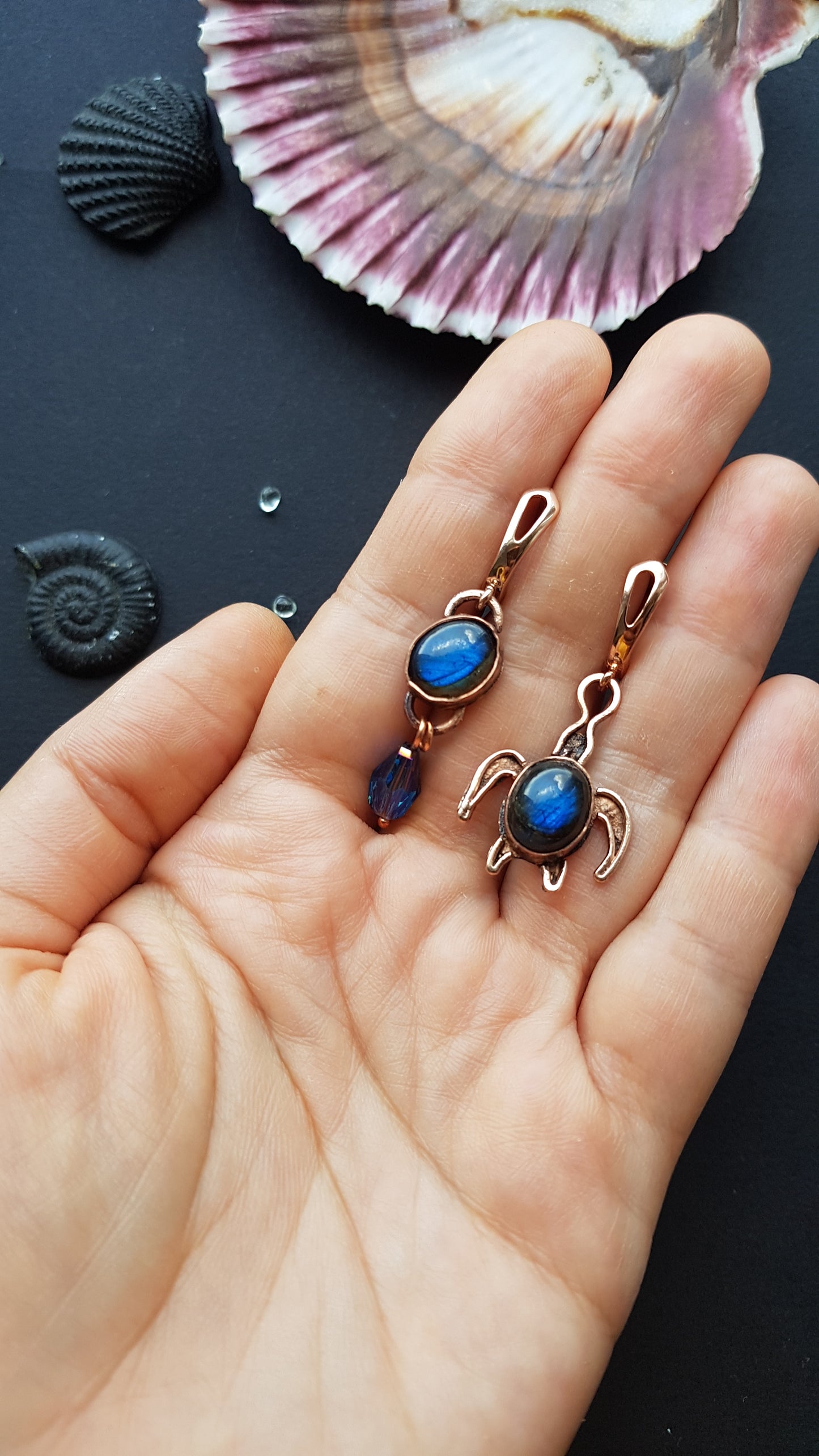 Blue ocean dangling earrings