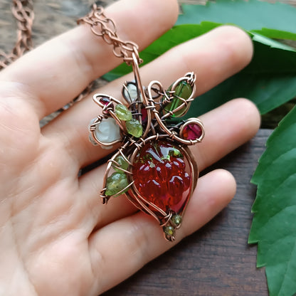 Glass raspberry necklace