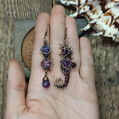 Amethyst seahorse earrings