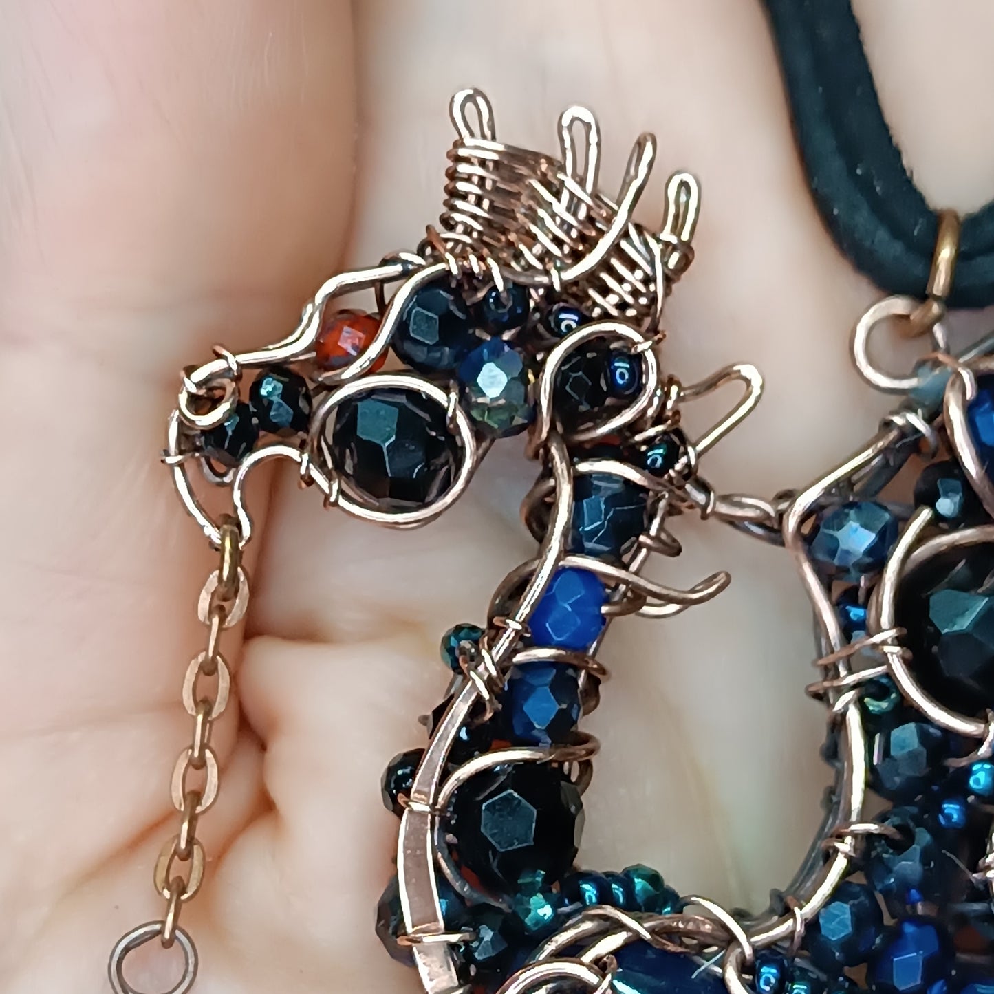 Stars keeper. Wire wrapped dragon necklace.