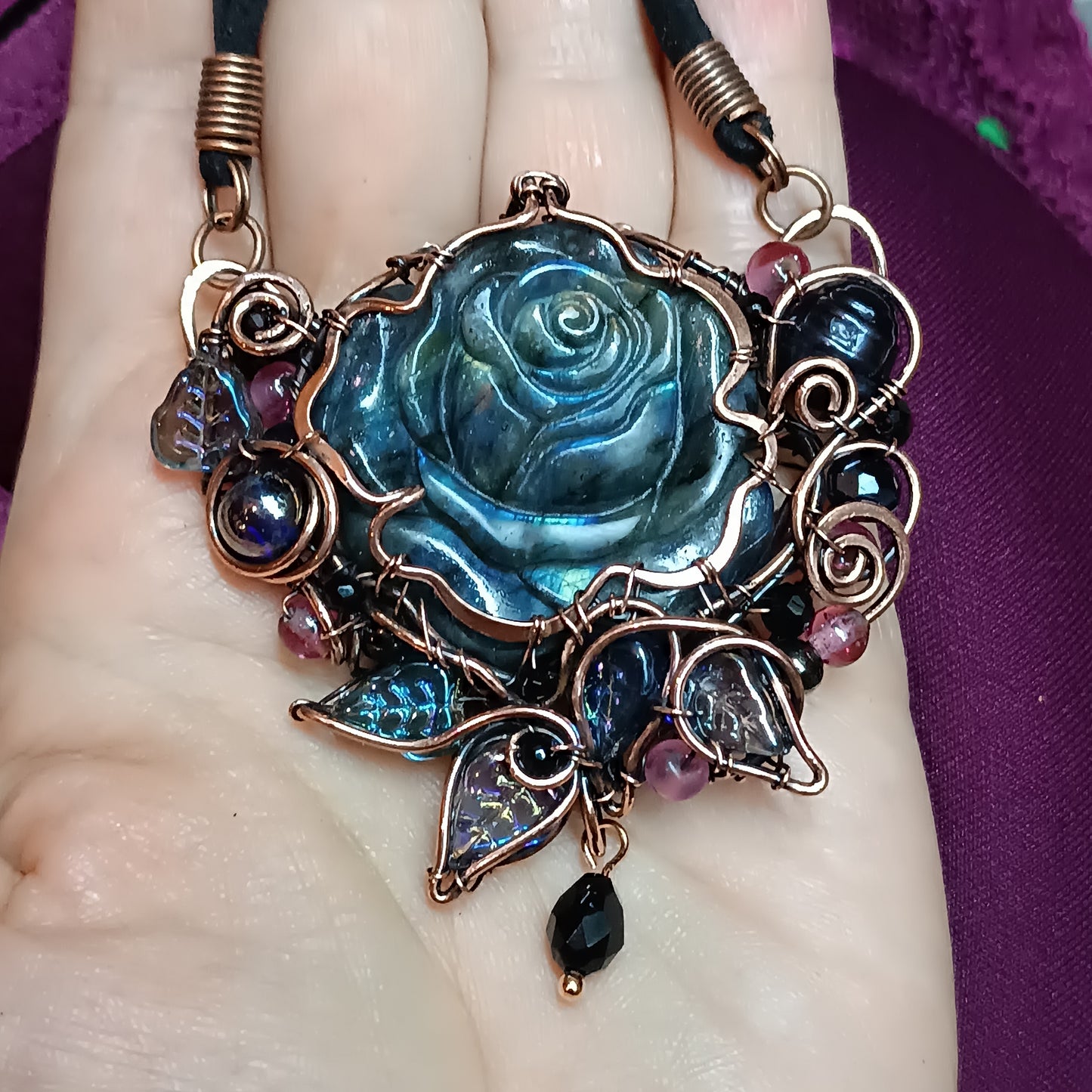 For Cindy. Blue rose necklace