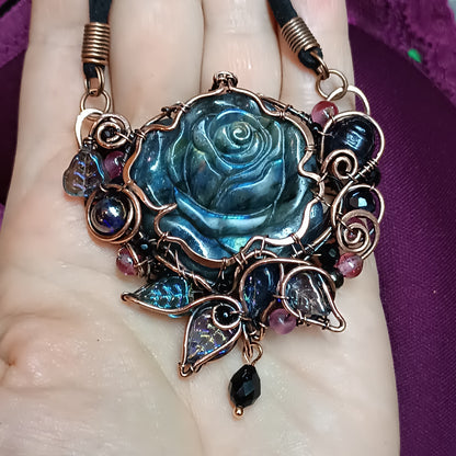 For Cindy. Blue rose necklace