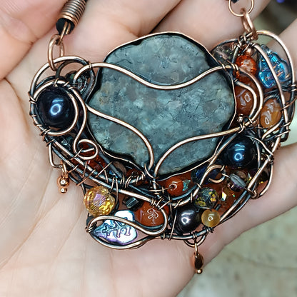 Hidden fire. Rose necklace.