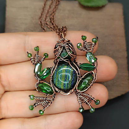 Green stripped glass froggy