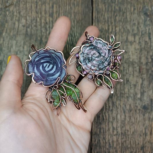 Two rose pendants. Made to order.