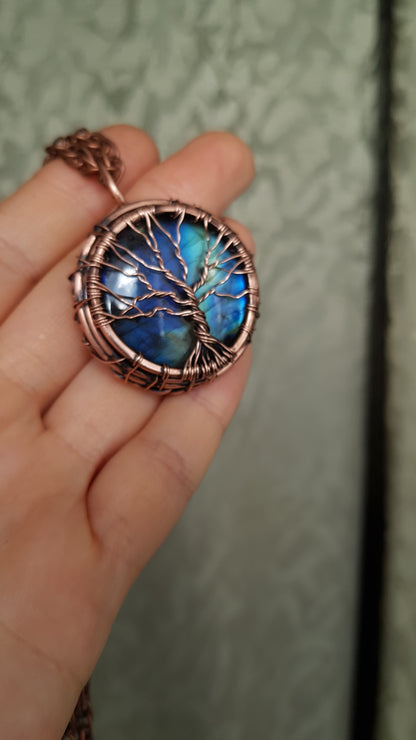 Labradorite tree of life pendant