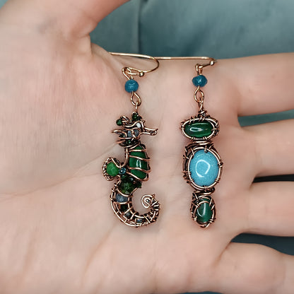 "Ocean" dangling earrings.