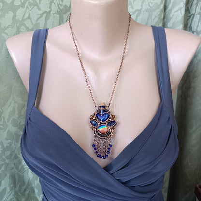 Blue autumn vial necklace