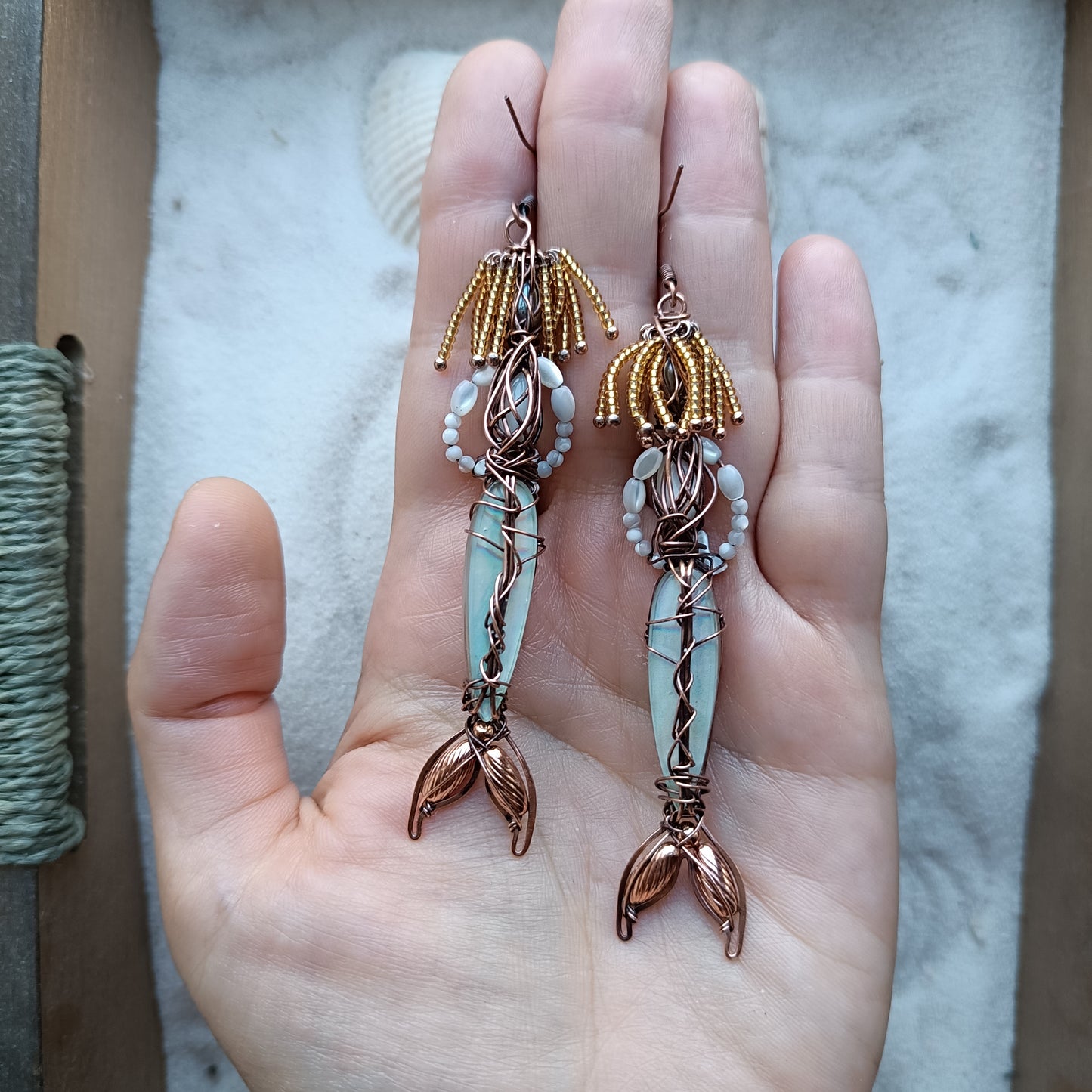 Mermaid seasters dangling earrings