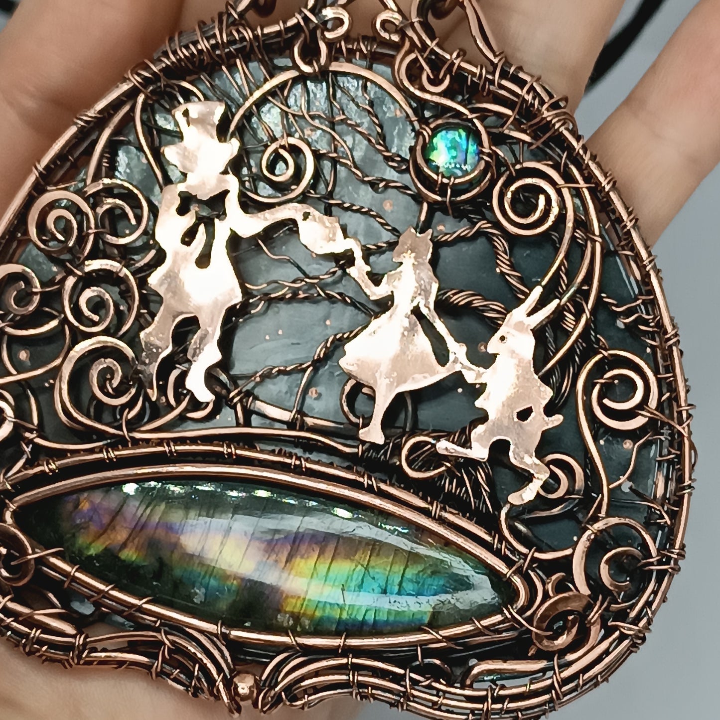 Wire wrapped statement necklace