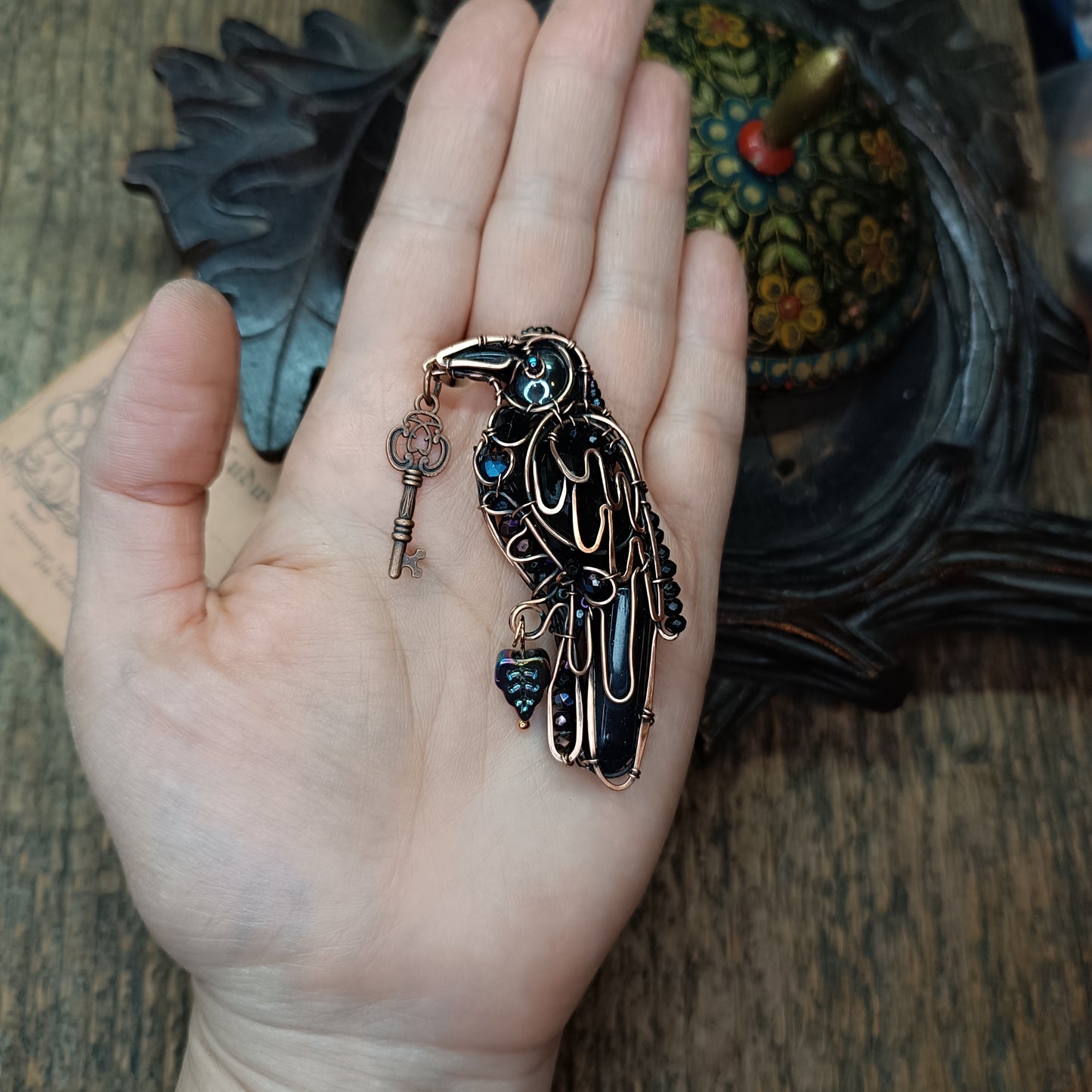 Magical secret keeper. Raven necklace