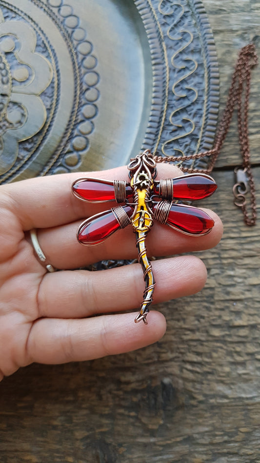 Red dragonfly charm