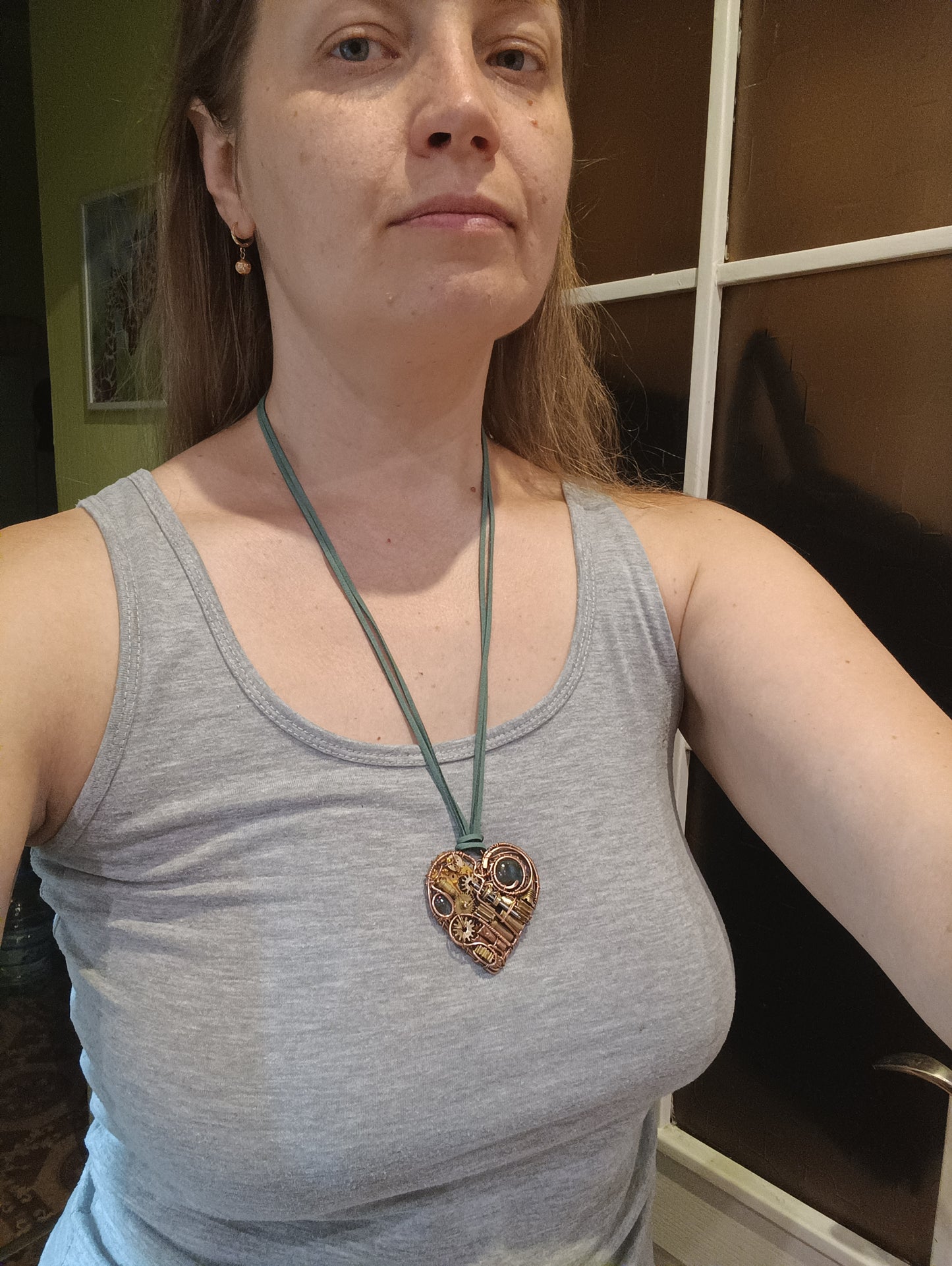 Steampunk heart necklace.