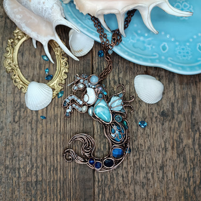 Kelpie, the spirit of the sea. Mermicorn necklace