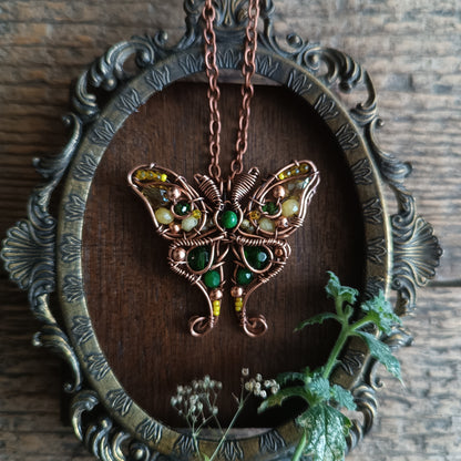 Luna moth necklace