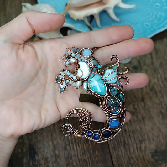 Kelpie, the spirit of the sea. Mermicorn necklace