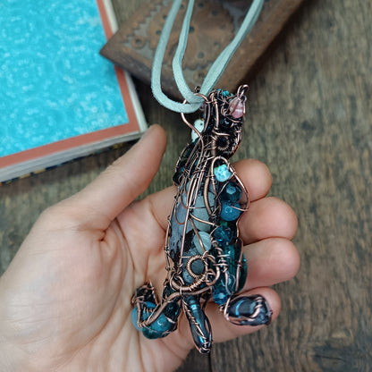 Blue cat at the tea party necklace🩵🐱☕