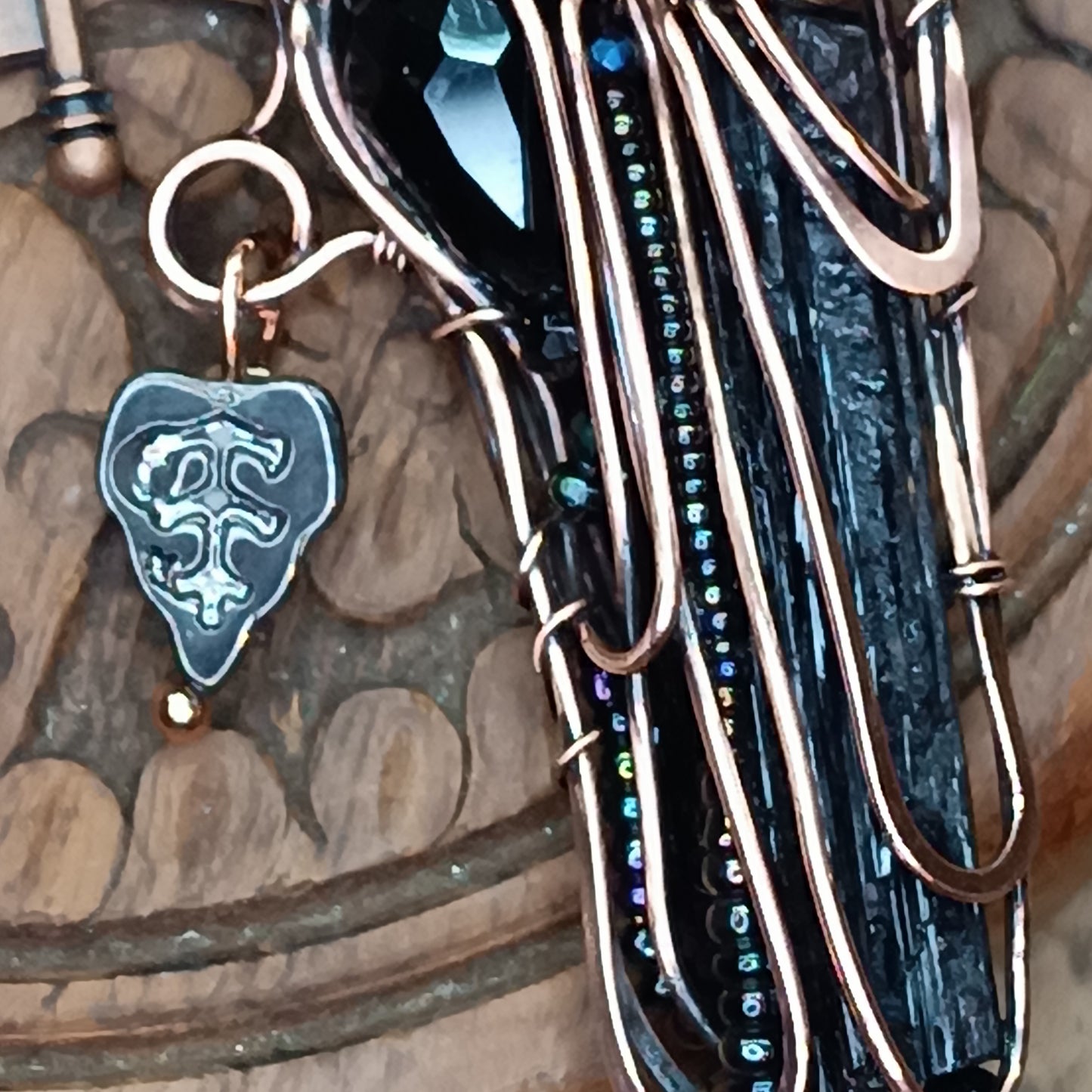 Purple wing Secret Keeper. Raven necklace.