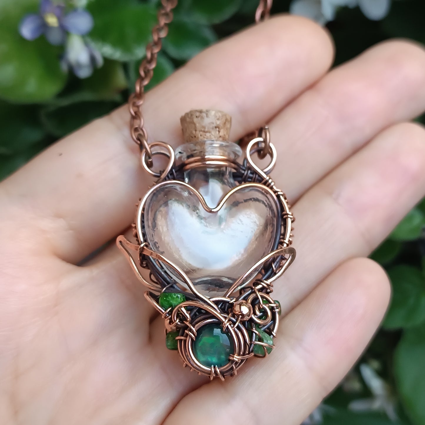 Green pixie dust. vial necklace