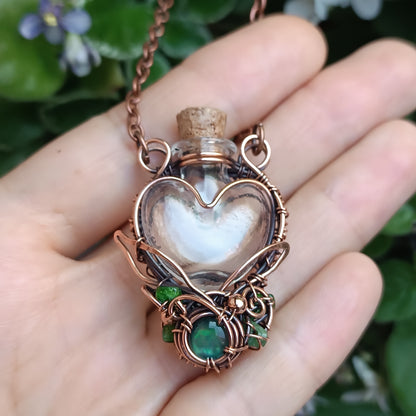 Green pixie dust. vial necklace