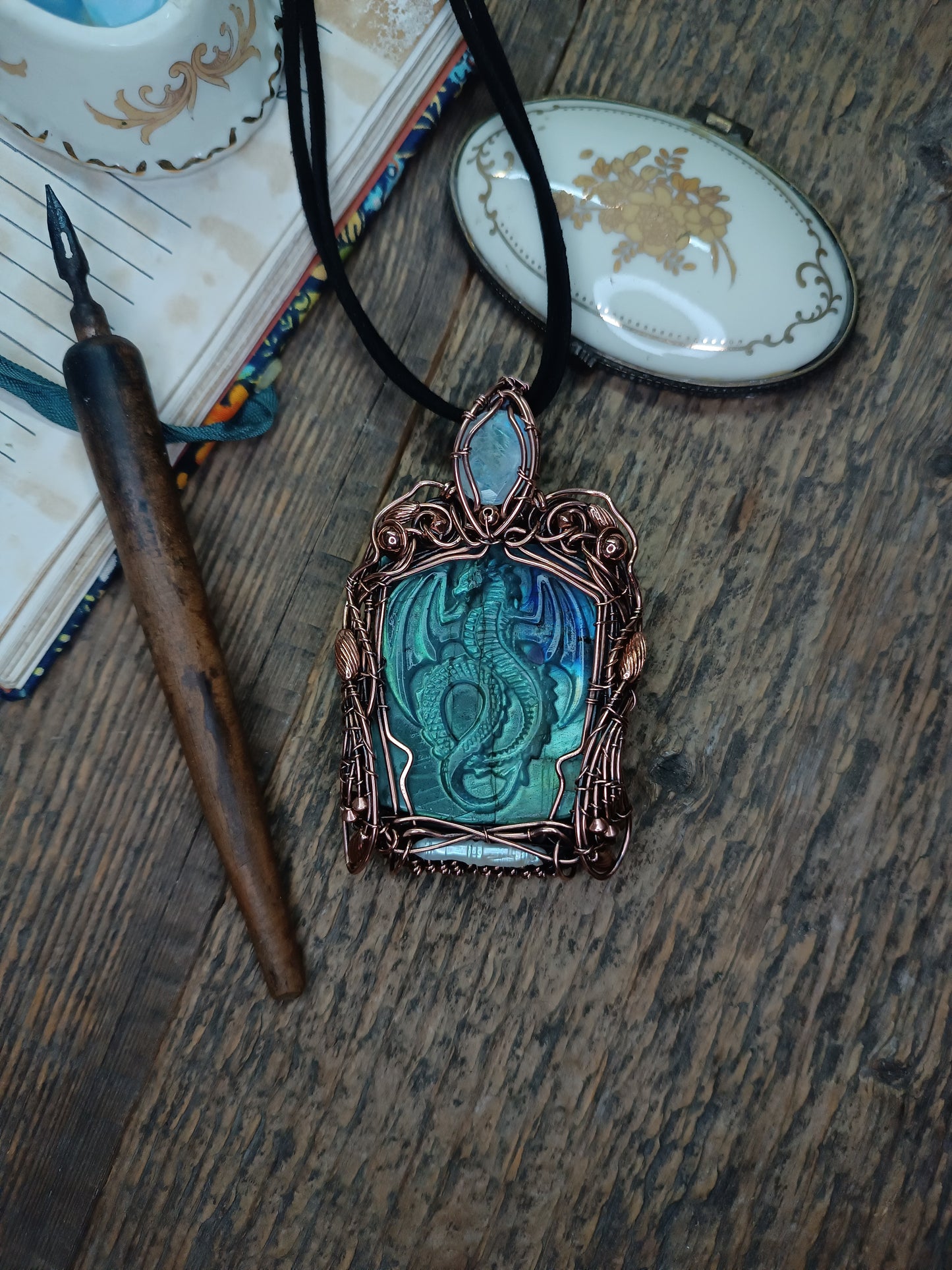 Blue dragon necklace