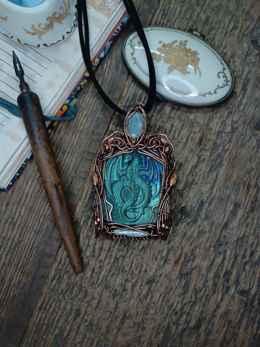 Blue dragon necklace