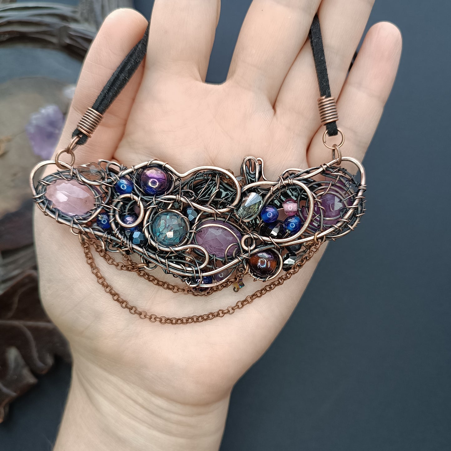 Amethyst moon tango necklace