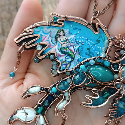 Water dragon. Wearable art necklace