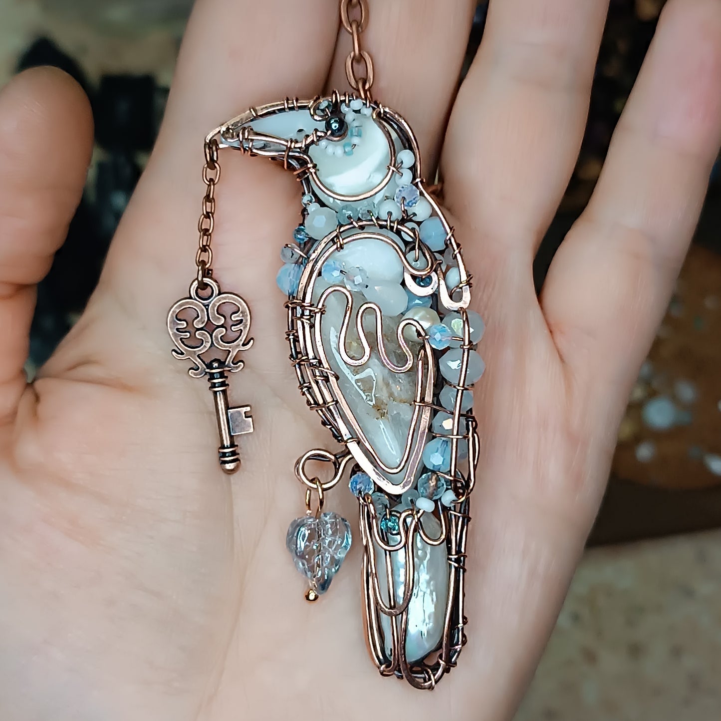 Secret keeper. White raven necklace. Rare version.