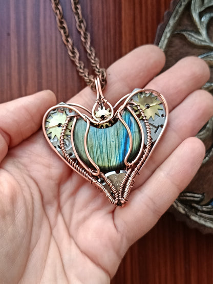 Mechanical heart necklace.