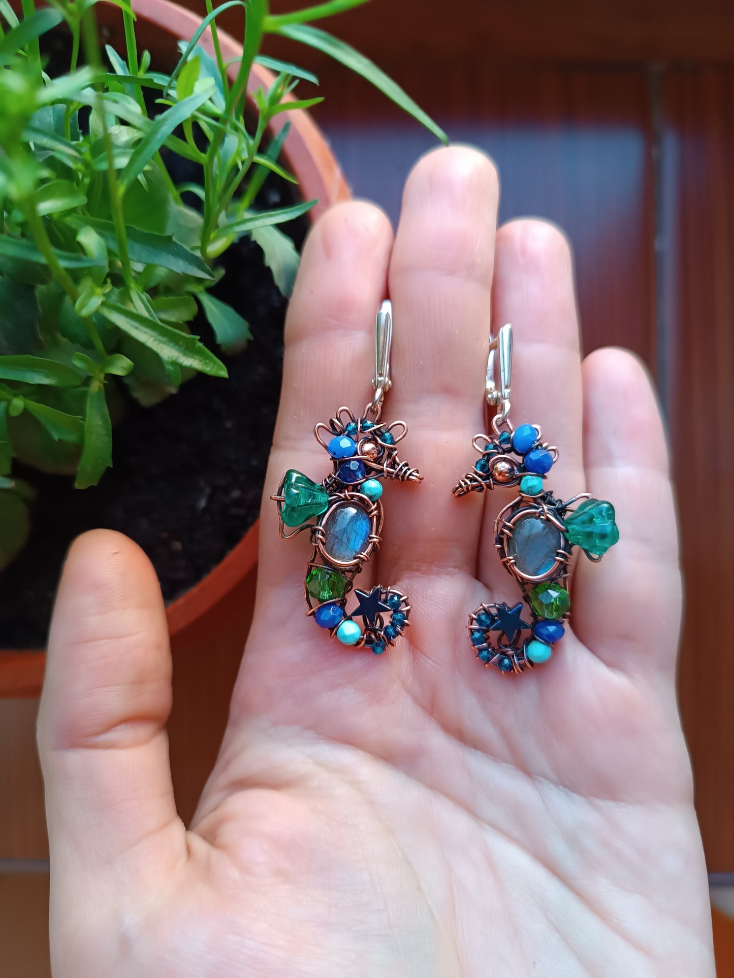 Sea horse earrings.